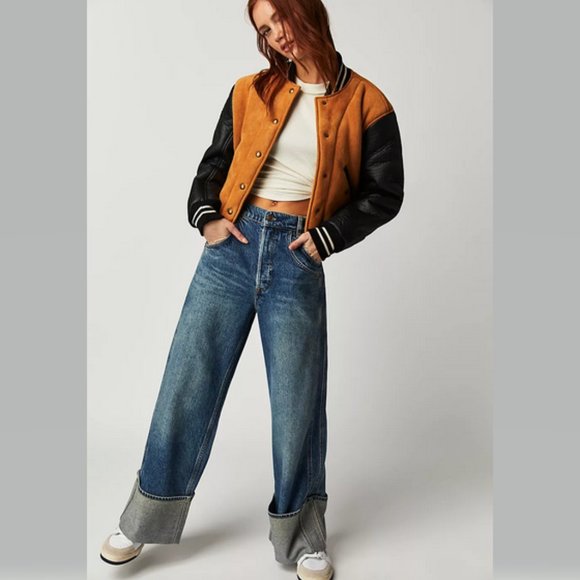 Free People We The Free Final Countdown Cuffed Low-Rise Jeans in Zero NWT - Picture 1 of 16